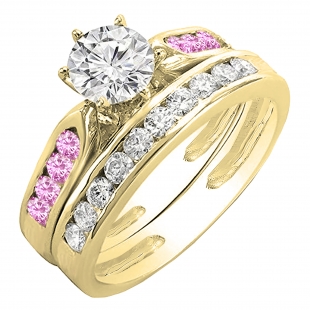 1.0 x matching pink sapphire band in size 9